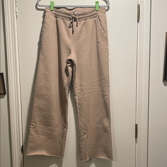 Frame Pants - Frame Tan Wide-Leg Raw edge Sweatpants with Drawstring Pants